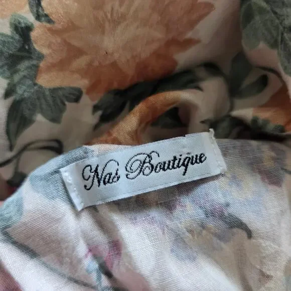 Nas Boutique Floral Mini Slip Dress Gold Satin Trim-S Y2K Cottagecore Coquette - Picture 5 of 8